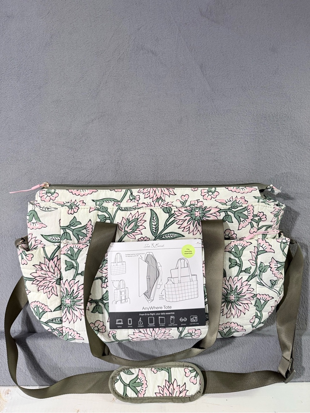 Ink & Barrel - Floral Anywhere Tote in Pink & Green